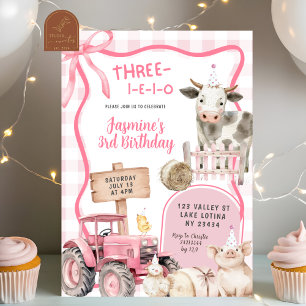 Invitation d'anniversaire de la ferme à carreaux r