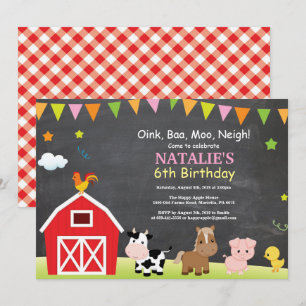 Invitation d'anniversaire de la ferme au tableau n