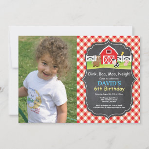 Invitation d'anniversaire de la ferme au tableau n