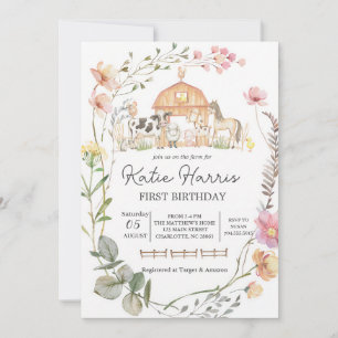 Invitation d'anniversaire de la ferme de fleurs sa