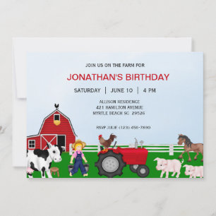 Invitation d'anniversaire de la ferme pour enfants