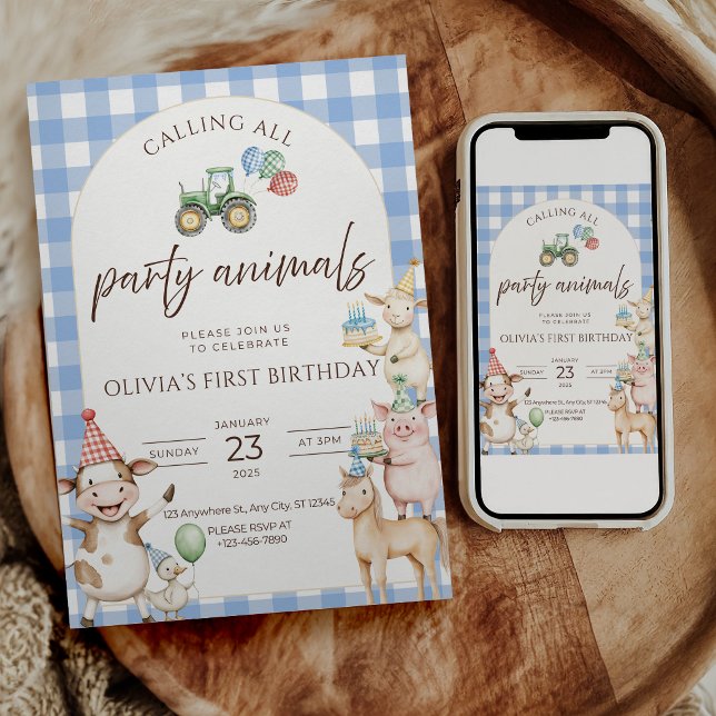 Invitation d'anniversaire de la ferme pour les ani (Créateur téléchargé)