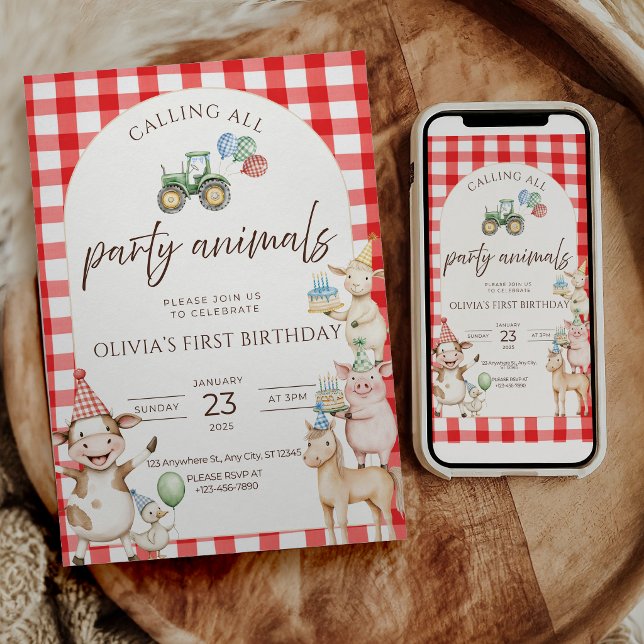 Invitation d'anniversaire de la ferme pour les ani (Créateur téléchargé)