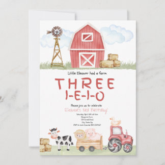 Invitation d'anniversaire de la ferme Trois-I-E-I-