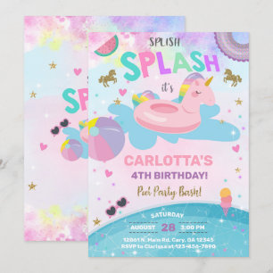 Invitation d'anniversaire de la fête de la piscine