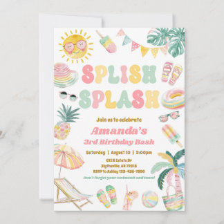 Invitation d'anniversaire de la fête de la piscine
