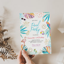 Invitation d'anniversaire de la fête de la piscine