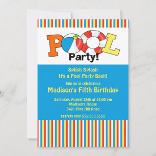 Invitation d'anniversaire de la fête de la piscine