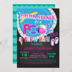Invitation d'anniversaire de la fête de la piscine