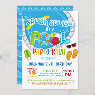 Invitation d'anniversaire de la fête de la piscine