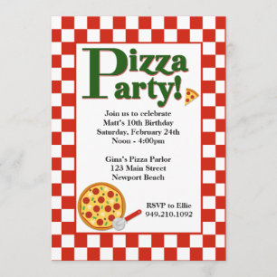 Invitation d'anniversaire de la fête de Pizza
