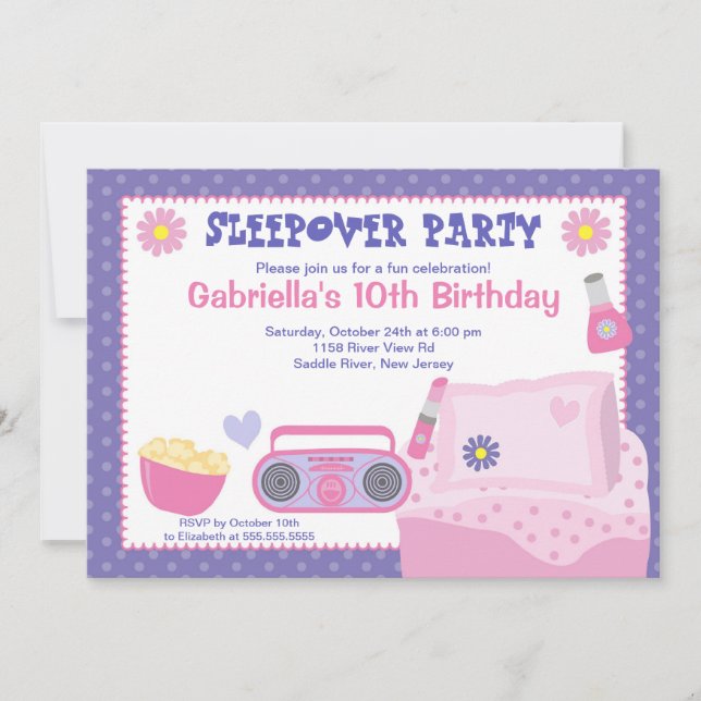 Invitation d'anniversaire de la fête de Purple Stw (Devant)