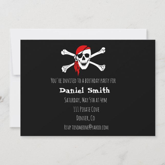Invitation d'anniversaire de la fête des pirates (Devant)