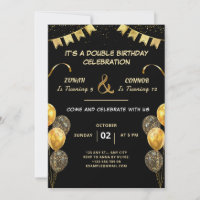 Invitation d'anniversaire de la fête double