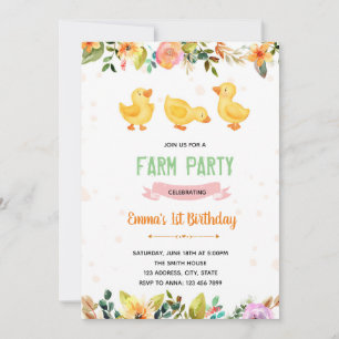 Invitation d'anniversaire de la fête du canard de