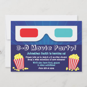Invitation d'anniversaire de la fête du cinéma 3D