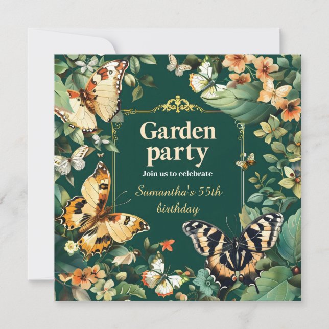 Invitation d'anniversaire de la fête du jardin (Devant)