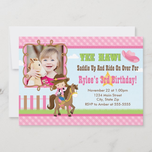 Invitation d'anniversaire de la fille 5x7 Carte Br (Devant)