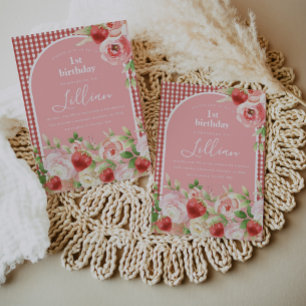 Invitation d'anniversaire de la fille aux fraises