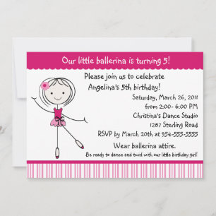 Invitation d'anniversaire de la fille Ballerina