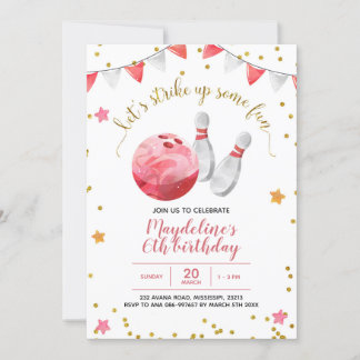 Invitation d'anniversaire de la fille Bowling