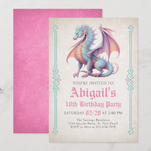 Invitation d'anniversaire de la fille Dragon