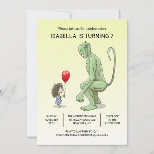 Invitation d'anniversaire de la fille et du troll