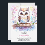 Invitation d'anniversaire de la fille Owl Kids<br><div class="desc">Préparez-vous à une aventure aviaire comme jamais auparavant avec notre "Invitation Anniversaire de enfant de hibou". Ce design captivant présente un hibou aux yeux larges au milieu de détails fantaisistes, promettant une journée remplie d'excitation, d'aventure et de célébration. Imaginez le plaisir des jeunes visages qui reçoivent cette invitation unique, les...</div>