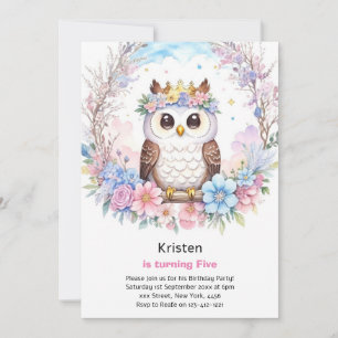 Invitation d'anniversaire de la fille Owl Kids