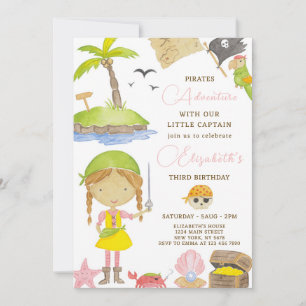 Invitation d'anniversaire de la fille Pirate