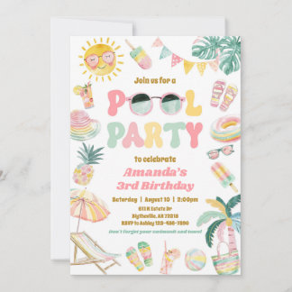 Invitation d'anniversaire de la Fille Pool