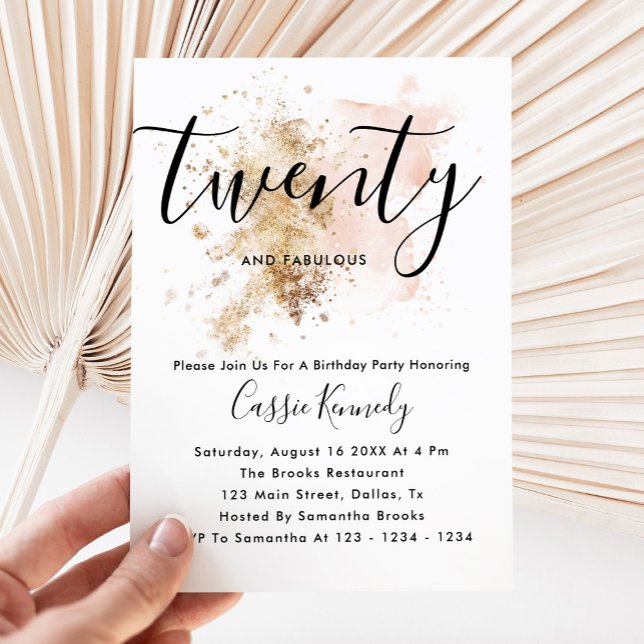 Invitation d'anniversaire de la fille rose et or 2 (Créateur téléchargé)