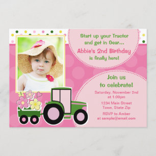 Invitation d'anniversaire de la fillette de tracte