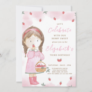 Invitation d'anniversaire de la fraise fille