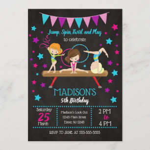 Invitation d'anniversaire de la gymnastique