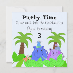 Invitation d'anniversaire de la Jungle Hippo