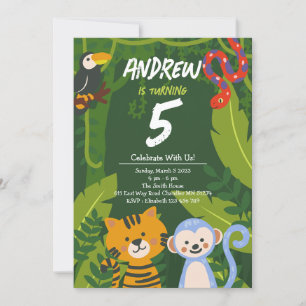 Invitation d'anniversaire de la jungle tropicale