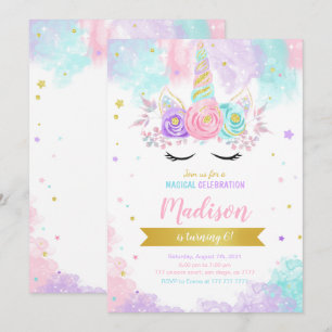 Invitation d'anniversaire de la licorne