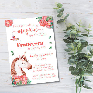 Invitation d'anniversaire de la licorne