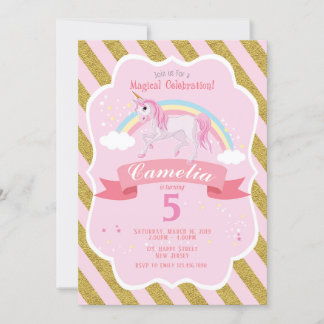 Invitation d'anniversaire de la licorne