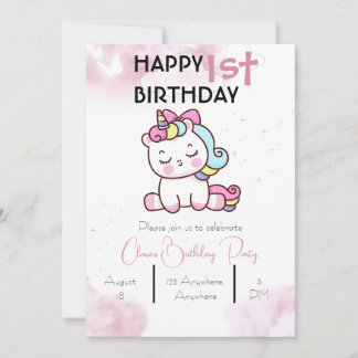 Invitation d'anniversaire de la licorne