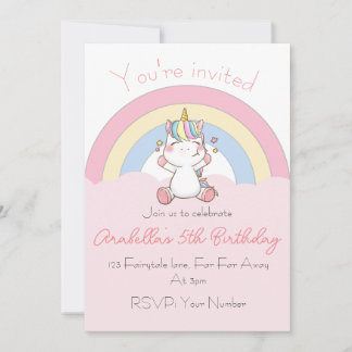 invitation d'anniversaire de la licorne arc-en-cie