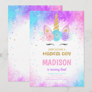 Invitation d'anniversaire de la licorne magique