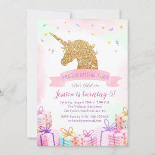 Invitation d'anniversaire de la licorne magique