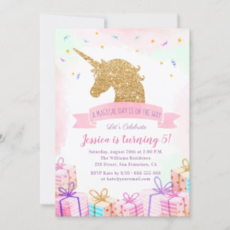Invitation d'anniversaire de la licorne magique |