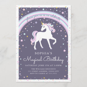 Invitation d'anniversaire de la licorne magique