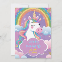 Invitation d'anniversaire de la licorne magique