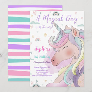 Invitation d'anniversaire de la licorne magique