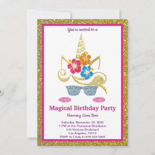 Invitation d'anniversaire de la licorne magique