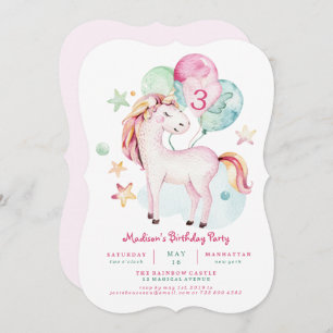 Invitation d'anniversaire de la licorne magique